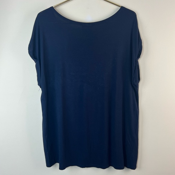 W5 Navy Embroidered Short Sleeve Top - Picture 4 of 4